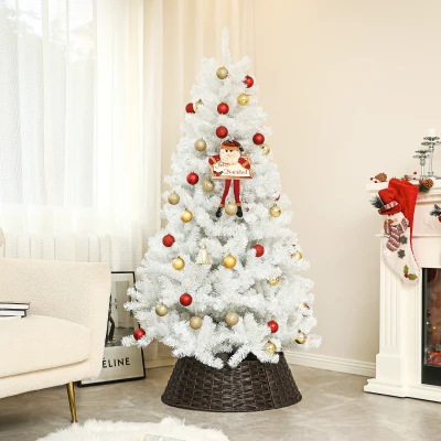 HOMCOM 6ft Unlit White Christmas Tree, 1000 Tips, Steel Base