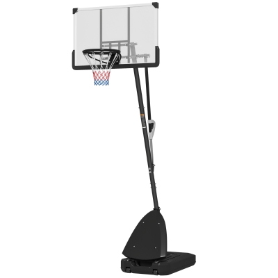 Soozier Basketball Hoop Outdoor, 5-10ft Portable Basketball Goal with 44" Shatterproof Backboard, Rebound System, Wheels