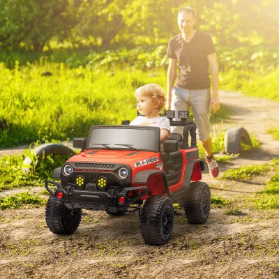 Qaba 12V Ride-On UTV Car w/ Bluetooth, Remote, Red