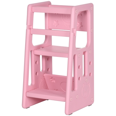 Qaba Toddler Step Stool, Adjustable Height, Pink