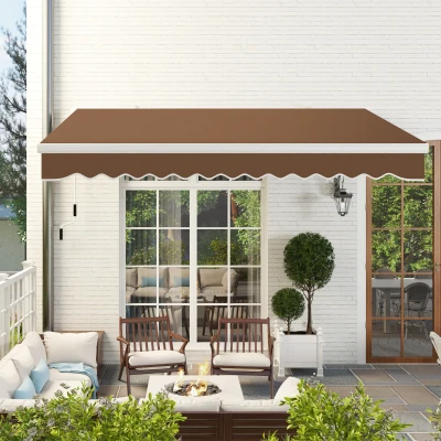 Outsunny 13' x 8' Retractable Patio Awning, Coffee Brown