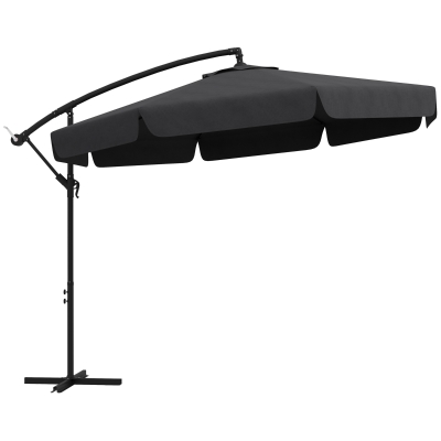 Outsunny 11 FT Cantilever Patio Umbrella Offset Parasol with Cross Base and 8 Ribs for Garden, Black