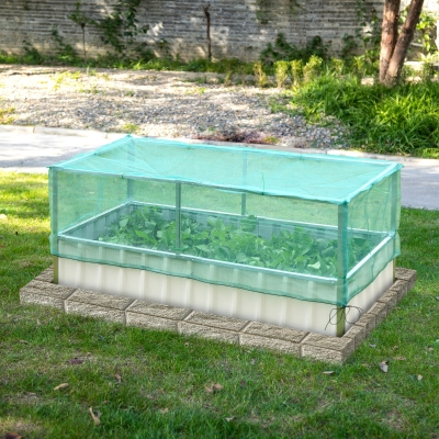 Outsunny Raised Garden Bed, 5.7 x 3 x 2.3ft Steel Planter Box Outdoor with Cover, Gloves for Growing Vegetables, Flowers, Herbs, Green