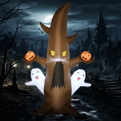 Outsunny 5' Halloween Inflatable Ghost Tree with Pumpkins