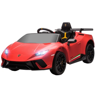Qaba 12V Lamborghini Huracan Licensed Kids Electric Car with Remote Control, Spring Suspension, Transport Wheels, Red