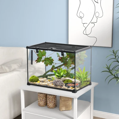 PawHut 14 Gallon Reptile Terrarium Tank, 20" x 12" x 14" Black