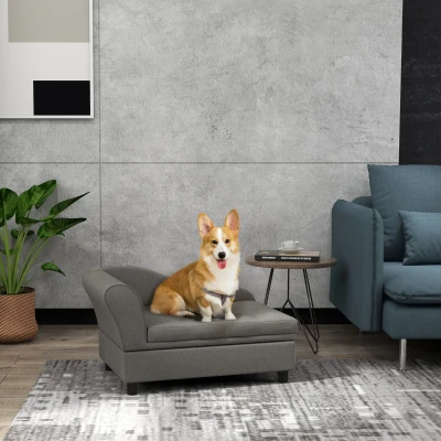 PawHut Dog Sofa for Small Medium Dogs with Storage, Gray