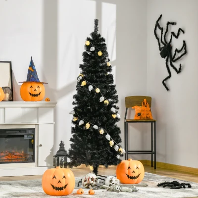 HOMCOM 6 FT Black Artificial Christmas Tree with Stand, Pencil Style