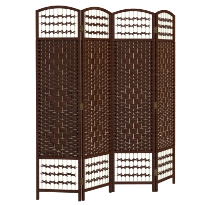 HOMCOM 4-Panel Folding Privacy Screen Room Divider, Brown
