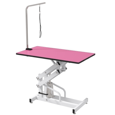 PawHut Pet Grooming Table, Height Adjustable Dog Grooming Table with Arm, Noose and Non-Slip Grooming Table, Pink