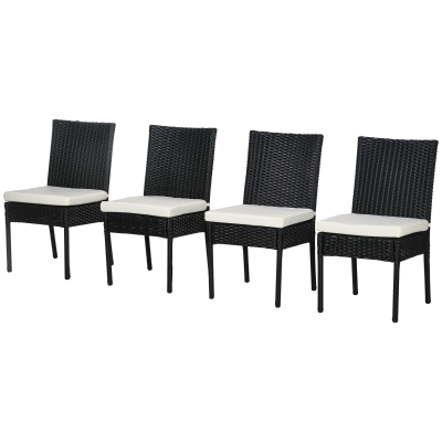 Outsunny Rattan Outdoor Dining Chairs with Cushions, Cream