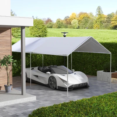 Outsunny 10x20ft UV Resistant Carport Canopy Cover, White