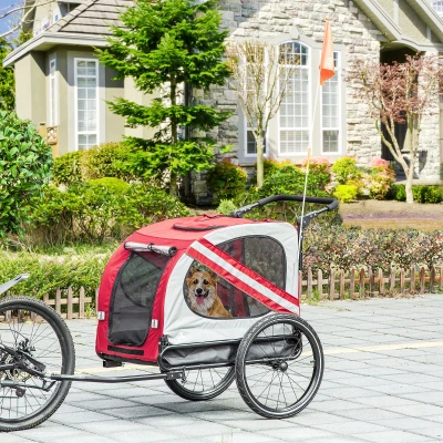 Aosom 2-in-1 Pet Bike Trailer for Small Dogs, Red