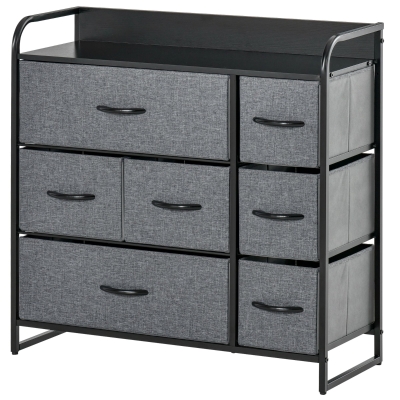 HOMCOM 3-Tier 7-Drawer Storage Organizer with Steel Frame, Dark Gray