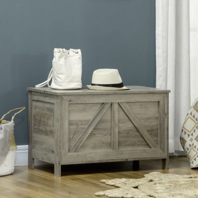 HOMCOM 30" Farmhouse Wooden Storage Bench with Lift Top, Gray