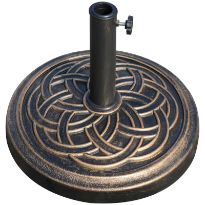 Outsunny 25 lb Heavy Duty Patio Umbrella Base, Round Market Umbrella Stand for Outdoor, Deck, Backyard, Garden, Bronze