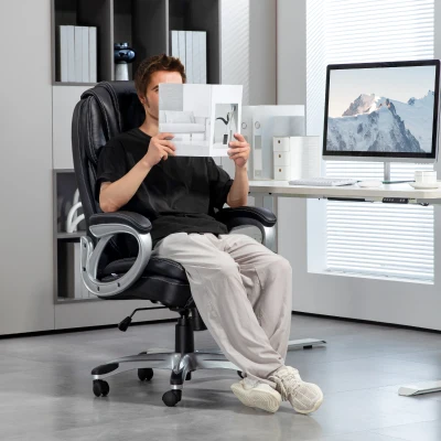 HOMCOM High Back Swivel Office Chair with Cushion, Adjustable, Black