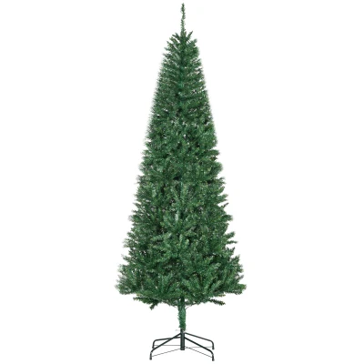 HOMCOM 6.9ft Artificial Christmas Tree w/ Metal Stand Spruce Branch Tips Green