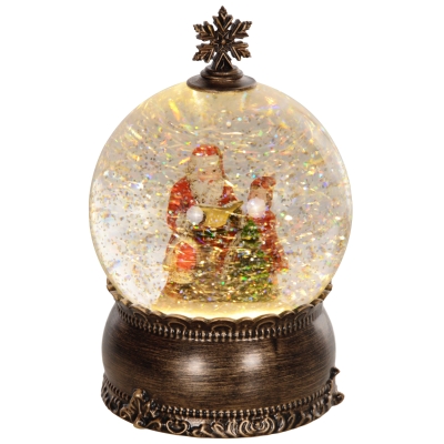 HOMCOM Lighted Musical Snow Globe, Battery Operated, Bronze
