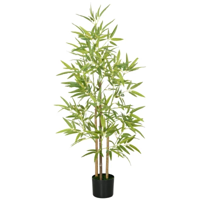 HOMCOM 4ft Artificial Tree, Indoor Fake Bamboo with Pot, for Home Office Living Room Decor