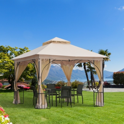 Outsunny 10'x10' Patio Gazebo, Outdoor Garden Canopy for Events Party Backyard with Mosquito Netting