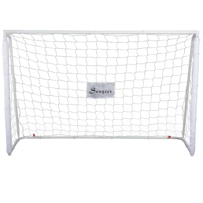 Soozier 6ft x 4ft Soccer Goal Net with Metal Frame, PE Mesh, Ground Stakes, Easy Assembly, White