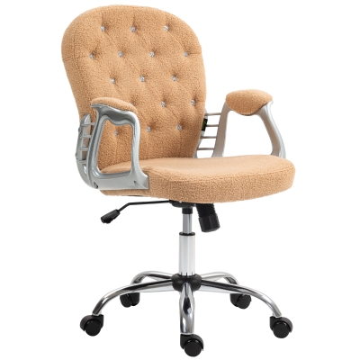 Vinsetto Tufted Home Office Chair with Armrests, Adjustable, Khaki