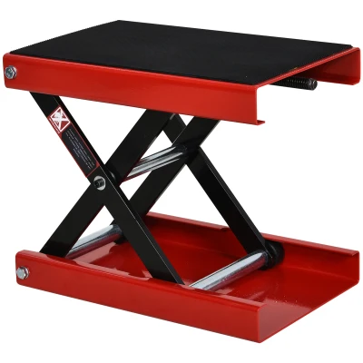 HOMCOM 1100lbs Motorcycle Jack, Height Adjustable Motorcycle Scissor Lift Jack with Anti-Slip Wide Deck for Home Garage, Red