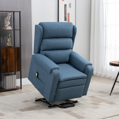 HOMCOM Lift Chair for Elderly, Power Chair Recliner with Footrest, Remote Control, Side Pockets for Living Room, Blue