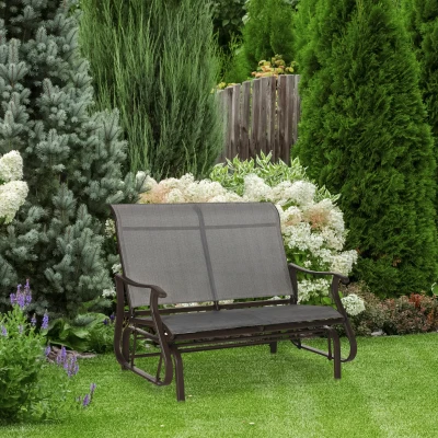 Outsunny 2-Person Outdoor Glider Bench, Steel Frame, Gray