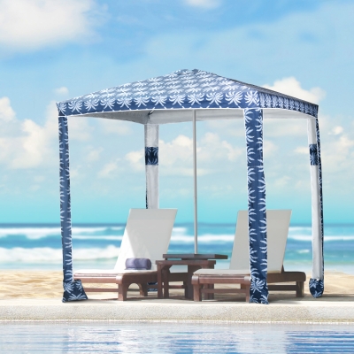 Outsunny Beach Umbrella, 6.5' Easy-Assembly Sun-Shade Shelter with Sandbags and Carry Bag, Cool UV50+, Dark Blue