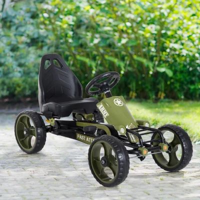 Aosom Pedal Go Kart for Kids, Adjustable Seat, Green