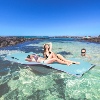 HOMCOM 10x5ft Floating Mat Floating Lily Pad Water Carpet Float Aqua Mat Water Recreation and Relaxing in Lake, River, Beach, Swimming Pool, Blue