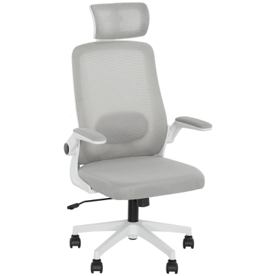 HOMCOM Ergonomic Mesh Office Chair with Flip-up Armrest, Gray