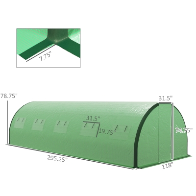 Outsunny Tunnel Greenhouse, Upgraded Structure, Hinged Doors, 6 x 3(m), Green main image 0