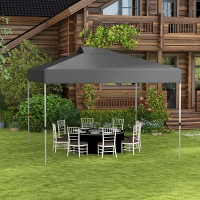 Outsunny 10' x 10' Pop Up Canopy Tent with Airy Top Vents and Wheeled Carry Bag for Outdoor, Garden, Patio, Dark Grey