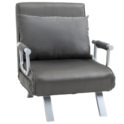HOMCOM Folding 5-Position Sofa Bed Chair, Dark Gray