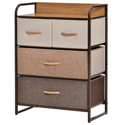 HOMCOM 4-Drawer Multicolored Dresser with Steel Frame, Bedroom