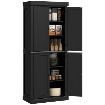 HOMCOM 72" Freestanding Kitchen Pantry Cabinet with Doors, Black