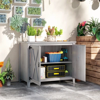 Garden Storage Shed 43.3" W x 23.6" D x 34.8" H Light Gray