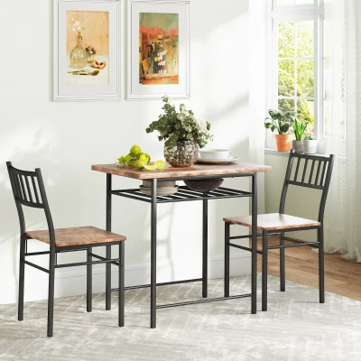 Dining Table Set 31.5" W x 20.5" D x 30.1" H Rustic Brown