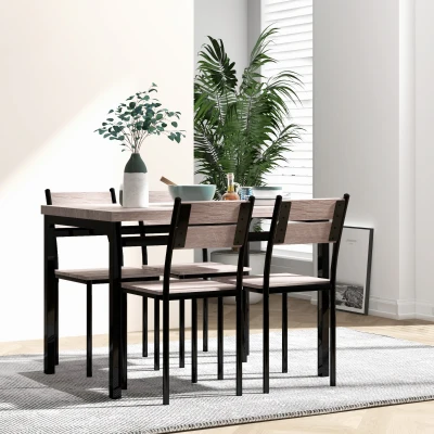 HOMCOM 5-Piece Modern Dining Table Set for 4, Space Saving