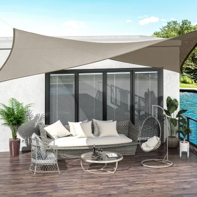 Outsunny 16' x 20' Sun Shade Sail Canopy, Light Brown