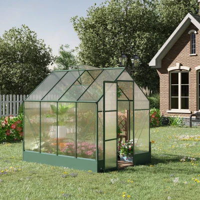 Outsunny 6' x 8' Walk-in Polycarbonate Greenhouse, Outdoor