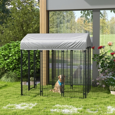 PawHut Outdoor Dog Kennel with Waterproof UV-Resistant Cover, 6 x 4 x 6 ft