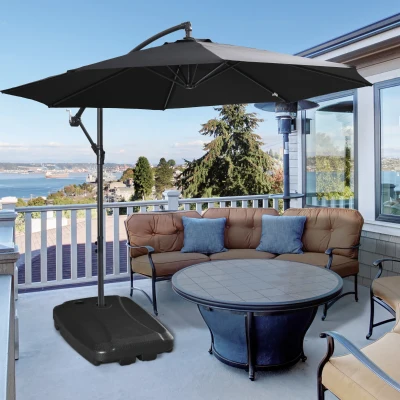 Outsunny Cantilever Umbrella Base, Portable Square Weights, Black