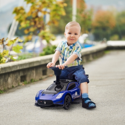 Qaba 6V Maserati GT2 Licensed Electric Car for Kids, Ride on Car with Under Seat Storage, LED Headlights Music, Blue