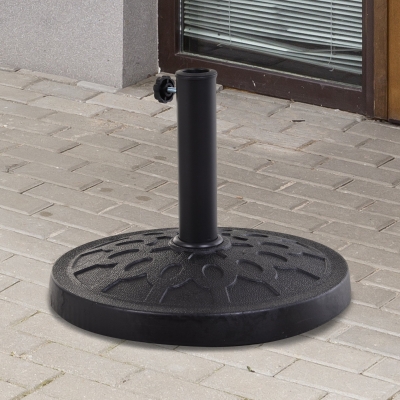 Outsunny 29 lbs Resin Round Patio Umbrella Stand Base Coated Pole Market Garden Umbrella Holder Parasol Holder Black