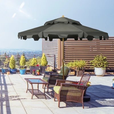 Outsunny 9' Patio Umbrella, Tilt & Crank, Gray