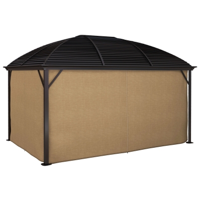 Outsunny 10' x 14' Hardtop Gazebo, Steel Roof with Curtains, Brown